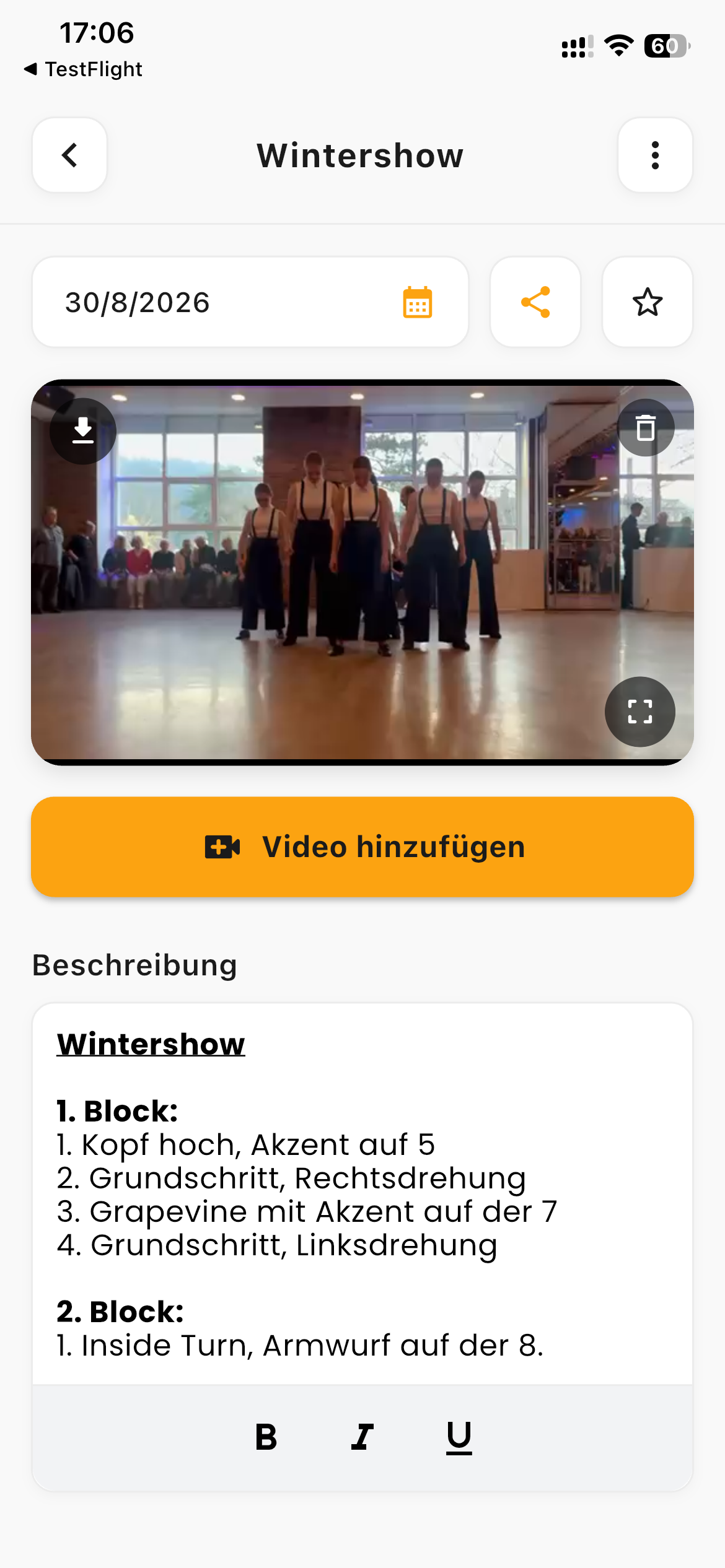 Tanzbuch-Figur Wintershow mit Video und persönlichen Notizen